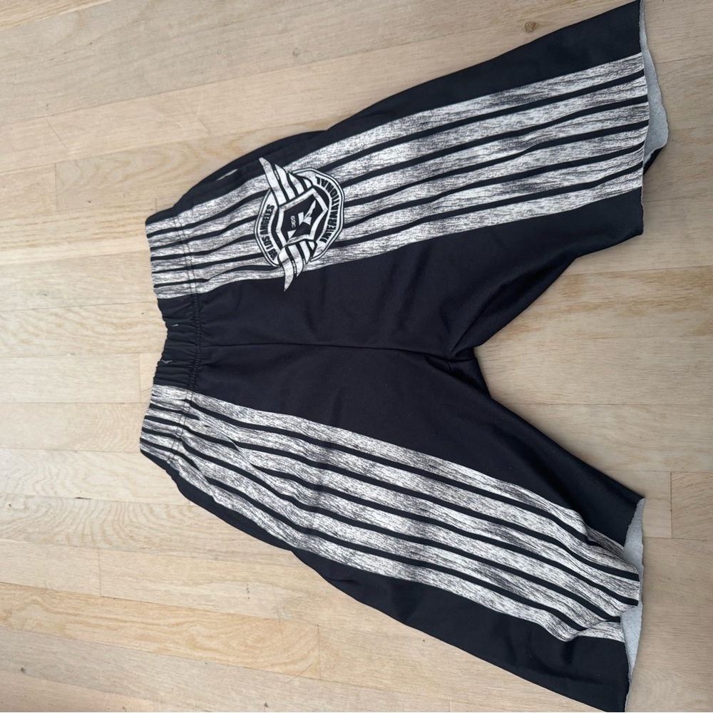 Black and Gray Striped Athletic Shorts